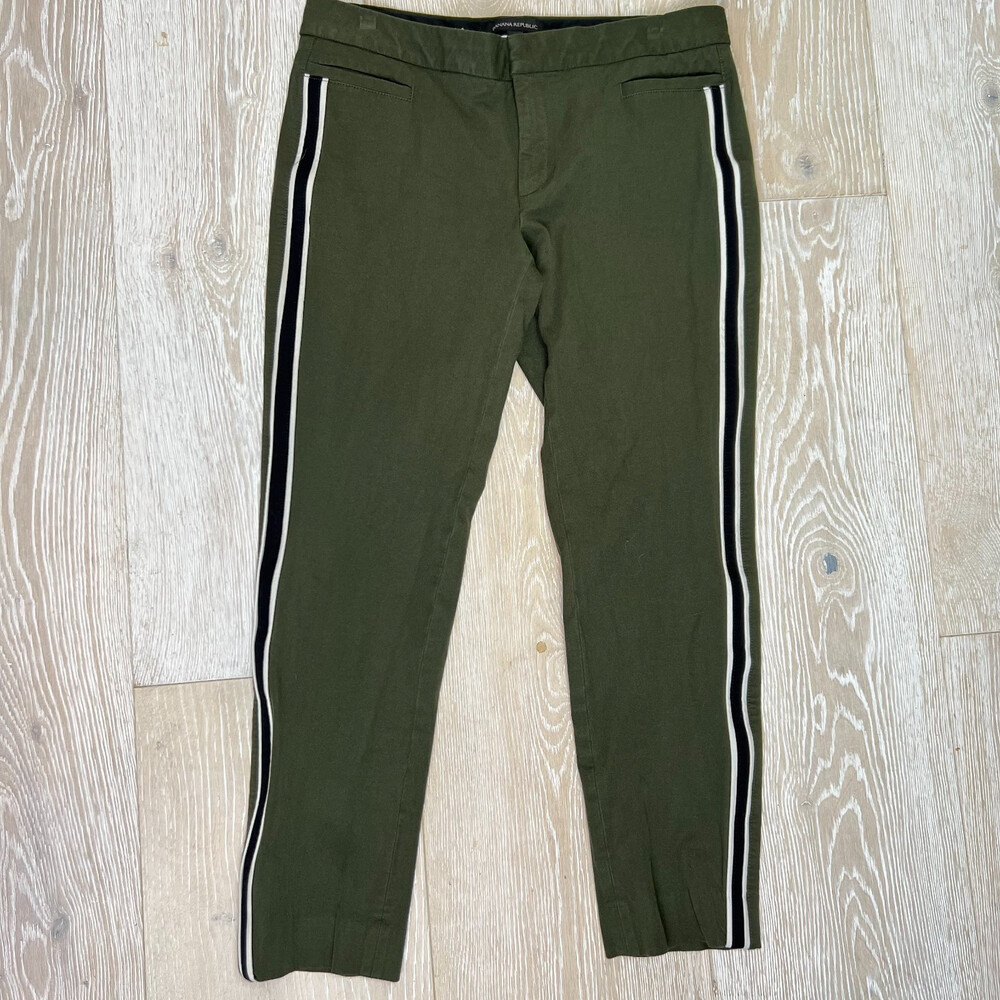 Banana Republic Chino Pants Women's Size 8 Striped Side Leg Military Style Khaki